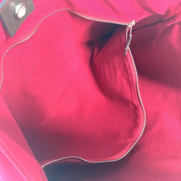 HERMES Toroca Horizontal MM Bag Tote Bag Shoulder Bag Canvas Red/Black - Picture 6 of 11